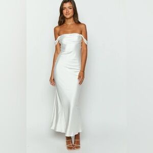 White Off Shoulder Formal Dress